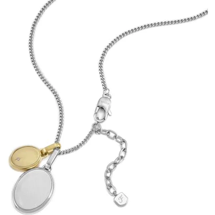 Fossil Drew Herren-Edelstahl-Halskette, zweifarbige Halskette mit Karabinerverschluss in Gold- und Silberton – Bild 3