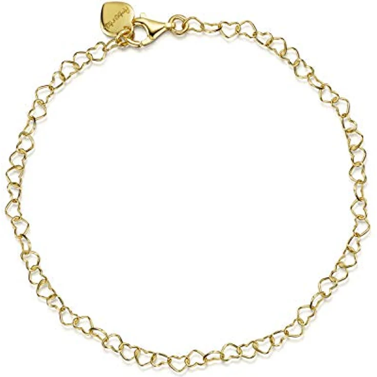 Amberta Damen Herz Armband, 925 Sterling Silber vergoldet, hypoallergen, verstellbare Länge bis 20 cm, langlebiger Verschluss – Bild 1