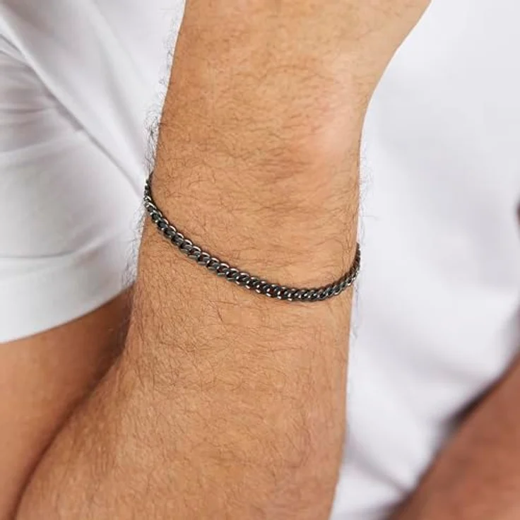 s.Oliver Herren Bracelet, Armband aus mattiertem Edelstahl, IP Gun, verstellbar bis 22 cm, wasserfest & hautfreundlich – Bild 3