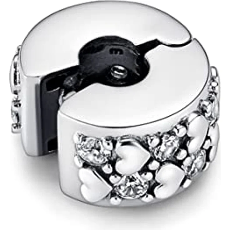 PANDORA Unendlichkeit Herzen Clip-Charm aus Sterling Silber mit Zirkonia, kompatibel mit PANDORA Moments Armbändern – Bild 3