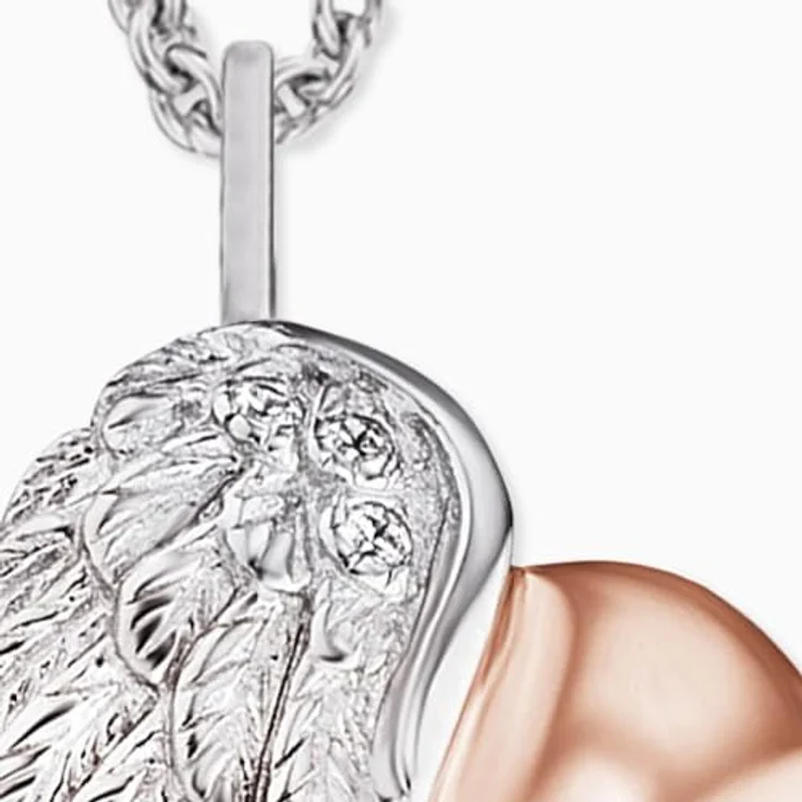 Engelsrufer Damen Halskette ERN-LILHEARTWING-BI, Sterling Silber mit Herzflügel-Anhänger, Zirkonia, Roségold-Beschichtung, verstellbare Länge, nickelfrei, Allergiker-geeignet – Bild 4