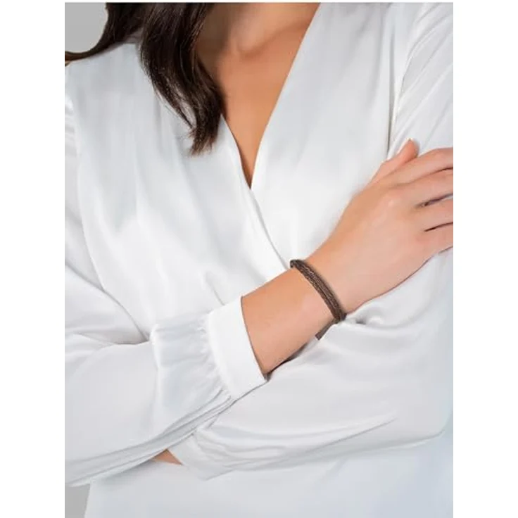 Rafaela Donata Unisex Lederarmband aus Echtleder, dunkelbraun, zweisträngig mit Edelstahl-Verschluss, in mehreren Längen verfügbar – Bild 2