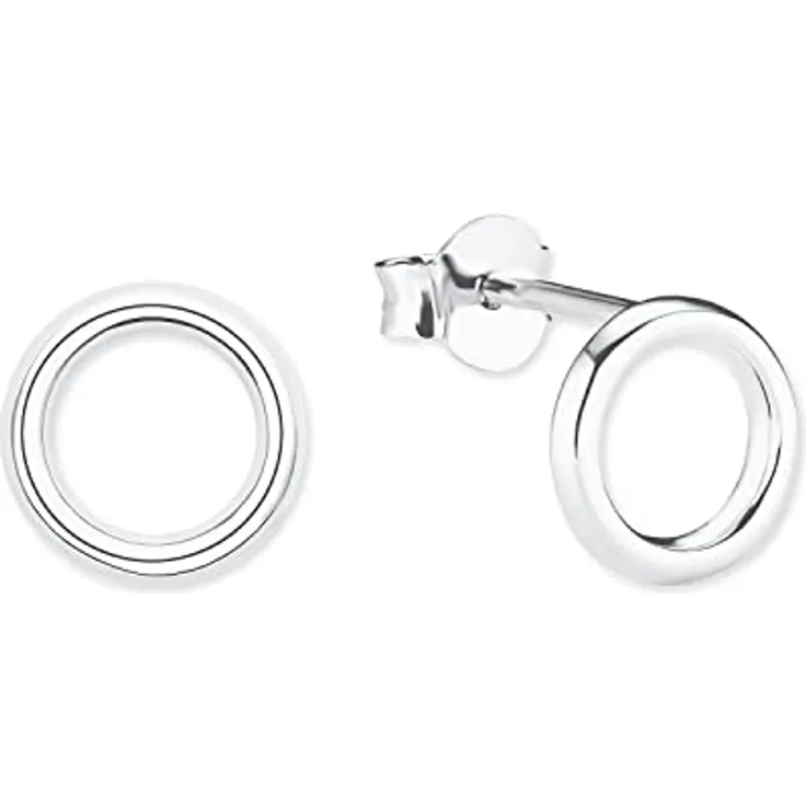 s.Oliver Ohrringe für Damen, Kreisförmige Ohrstecker aus 925 Sterling Silber, Rhodiniert, 8x8 mm, Geschenkbox