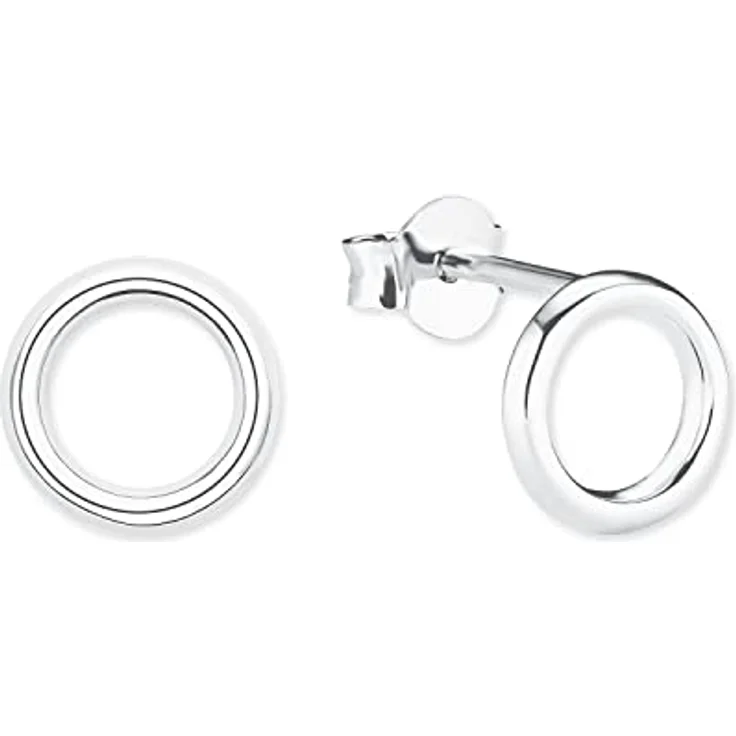 s.Oliver Ohrringe für Damen, Kreisförmige Ohrstecker aus 925 Sterling Silber, Rhodiniert, 8x8 mm, Geschenkbox – Bild 1
