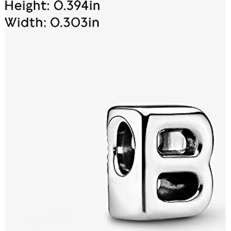 PANDORA Moments Buchstabe B, wendbares Alphabet-Charm aus Sterling-Silber mit geprägten Herzen und Perlen, kompatibel mit Armbändern der Moments Kollektion – Bild 5
