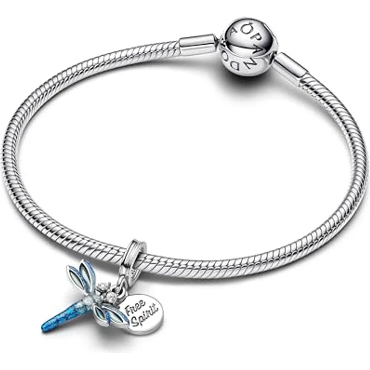PANDORA Moments Libelle Doppelter Charm-Anhänger aus Sterling Silber mit Zirkonia und transparenter Emaille, kompatibel mit Moments und ME Armbändern, 793745C01 – Bild 3