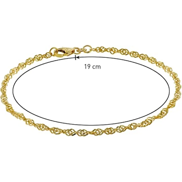 Trendor Gold Singapur Armband 333, 19 cm Damen Armschmuck aus 8 Karat Gold, 2,4 mm Breite, elegantes Design, Geschenkidee in Schmuck-Box, Modell 50521 – Bild 4