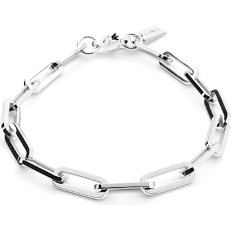 THIORA 'Island Links' Armband Damen, Edelstahl Kettenarmband 18cm anpassbar, hochglanzpoliert, rostfrei, allergikerfreundlich – Bild 1