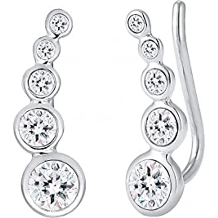 Elli Ohrstecker Ohrklemme Earclimber, 925er Sterling Silber mit Kristallen von Swarovski® – Bild 3