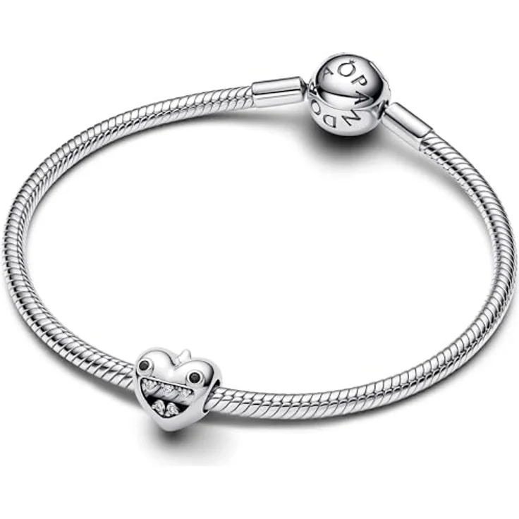 PANDORA Moments Mamas Kleine Monster Herz-Charm, Sterling Silber mit Zirkonia, kompatibel mit Moments Armbändern, 793768C01 – Bild 3
