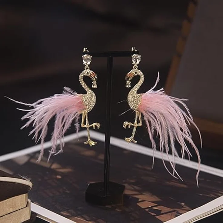 BSLVWG Vintage Pfau Dangle Ohrringe, 14K goldüberzogen mit grüner Kristallfeder, 1.02*2.68 Zoll, hypoallergen, ideales Geschenk für Frauen und Mädchen – Bild 5