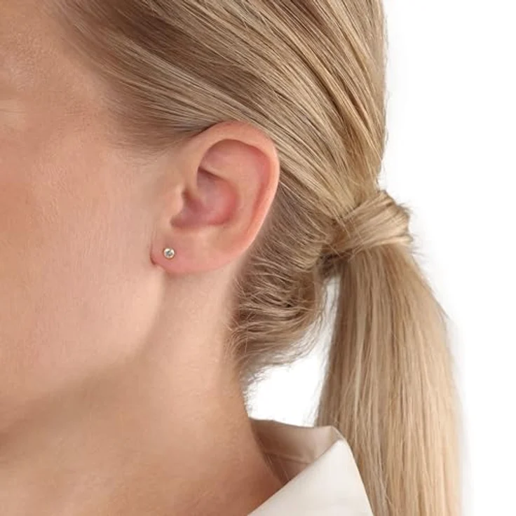 Amor Paar Ohrstecker, 375 Gold mit weißen Zirkonia Steinen, filigranes Design – Bild 4
