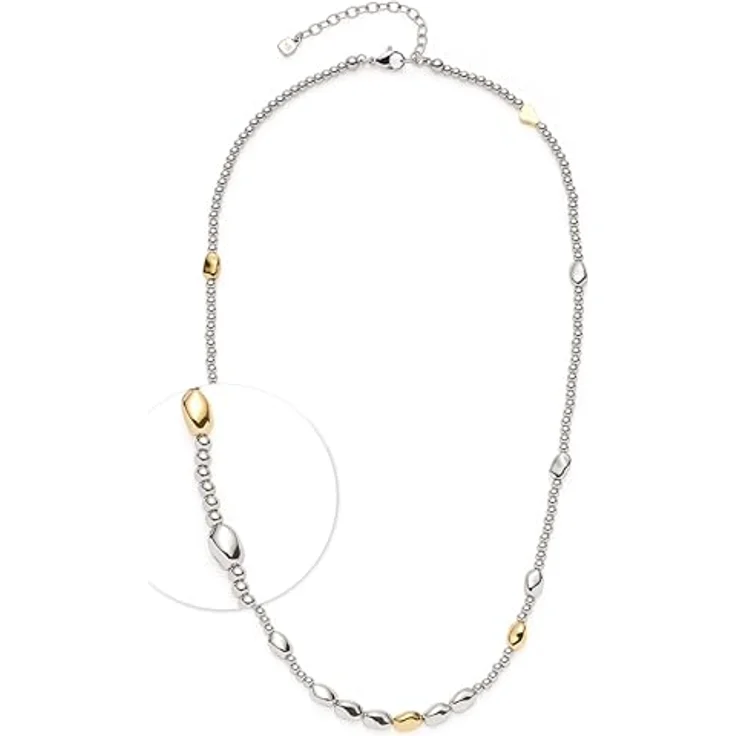 JEWELS BY LEONARDO Halskette Veja, bicolorfarbener Edelstahl mit Nuggets in Gold und Silber, 45-50 cm, Geschenk für Frauen – Bild 1