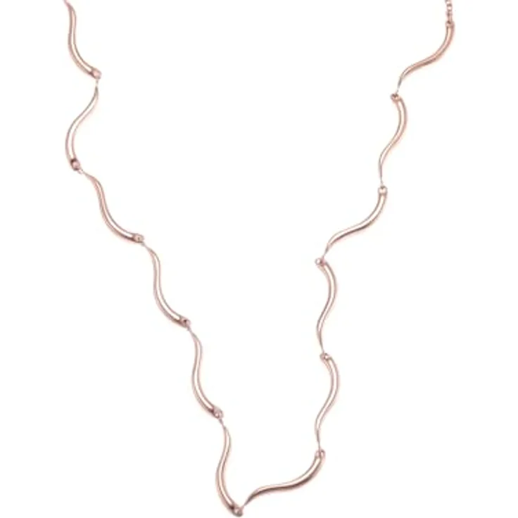 Skagen Damenkette Wave, Edelstahl roségoldfarben, 407mm+55mm Länge, poliertes Finish, Karabinerverschluss – Bild 4