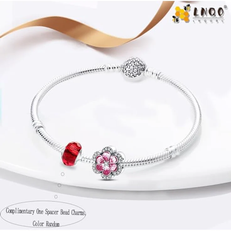 LNQOBU 925er Silber Charms Anhänger für Armbänder und Halsketten, kompatibel mit Pandora, inklusive Spacer Beads, Geschenkbeutel und Poliertuch – Bild 2
