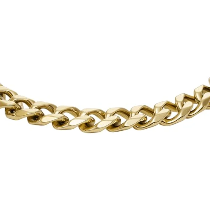 Fossil Edelstahlarmband für Herren, Karabiner- und Faltschließe, Bernsteinfarbenes Gold, Matt und glänzend – Bild 5