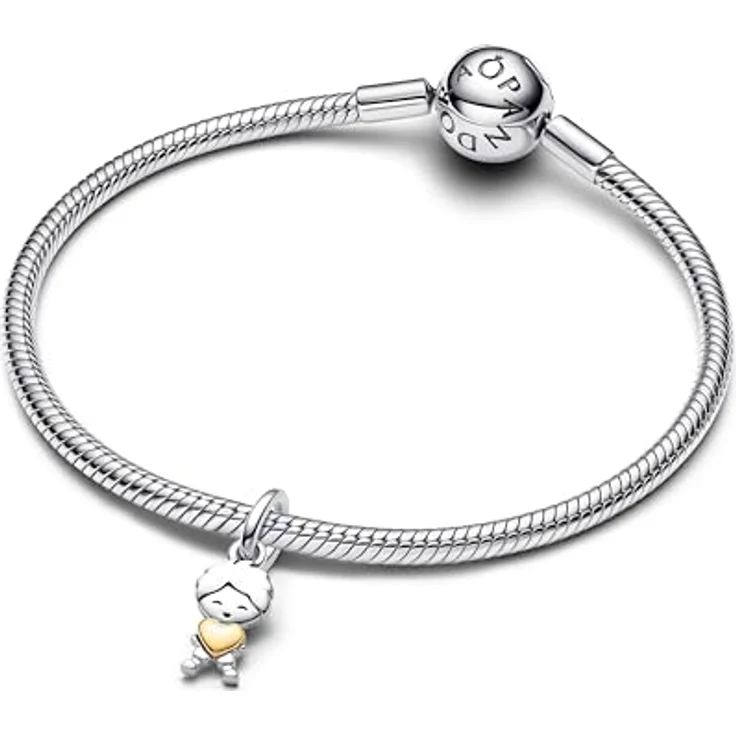 PANDORA Moments Happy Boy Charm-Anhänger, aus Sterling Silber mit vergoldeter Metalllegierung, kompatibel mit ME und Moments Armbändern, 763602C00 – Bild 3