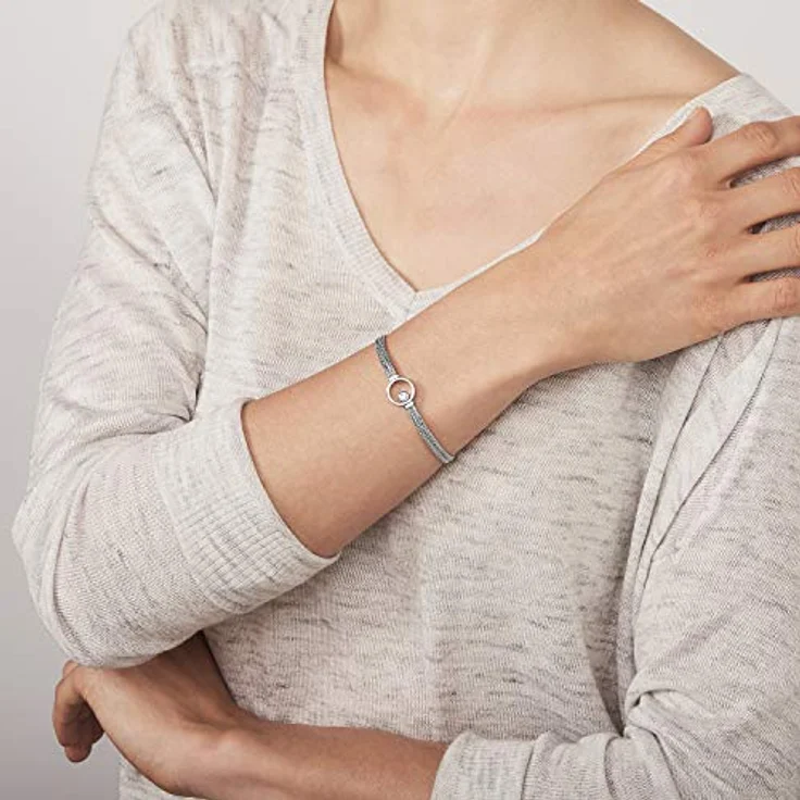 Skagen Damen Edelstahl Mesh Armband ELIN, 16,5 cm mit 4 cm Verlängerung und Karabinerverschluss, mit Kreiselement und Glasstein – Bild 5