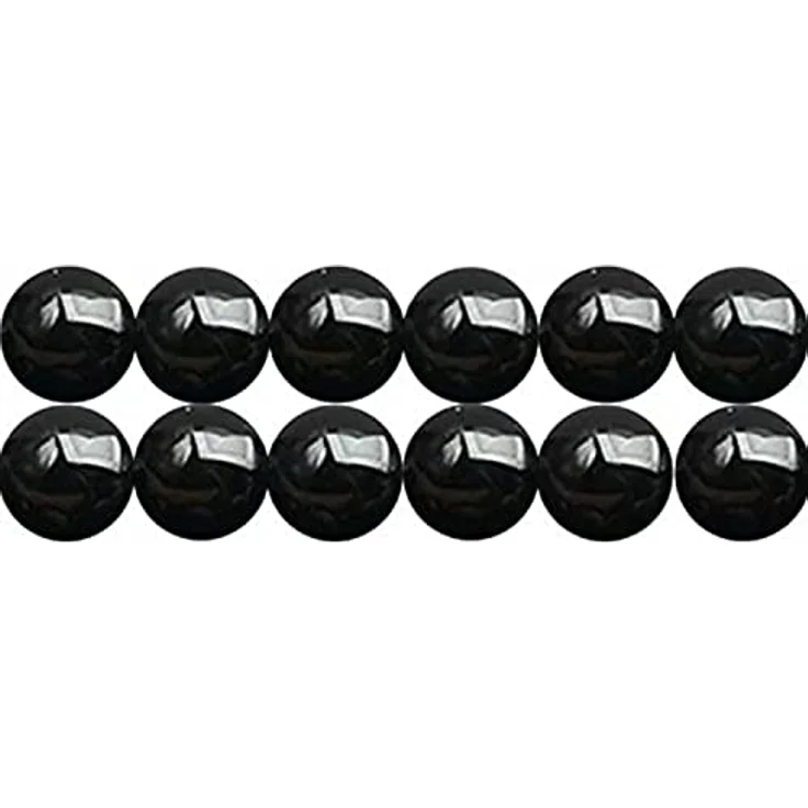 SKYBEADS Natur Schwarz Onyx 8mm Edelsteinperlen, 38cm Strang mit ca. 46 Perlen zum Auffädeln – Bild 1
