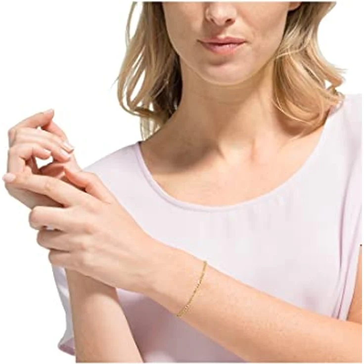 CHRIST Damen-Armband Figaro 375er Gelbgold, 19 cm, schlicht und elegant – Bild 2