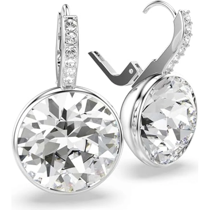 Swarovski Millenia Drop-Ohrhänger, Rhodinierte Damenohrringe mit Weißen Kristallen im Rundschliff, Größe 2.5 x 1.5 cm – Bild 3