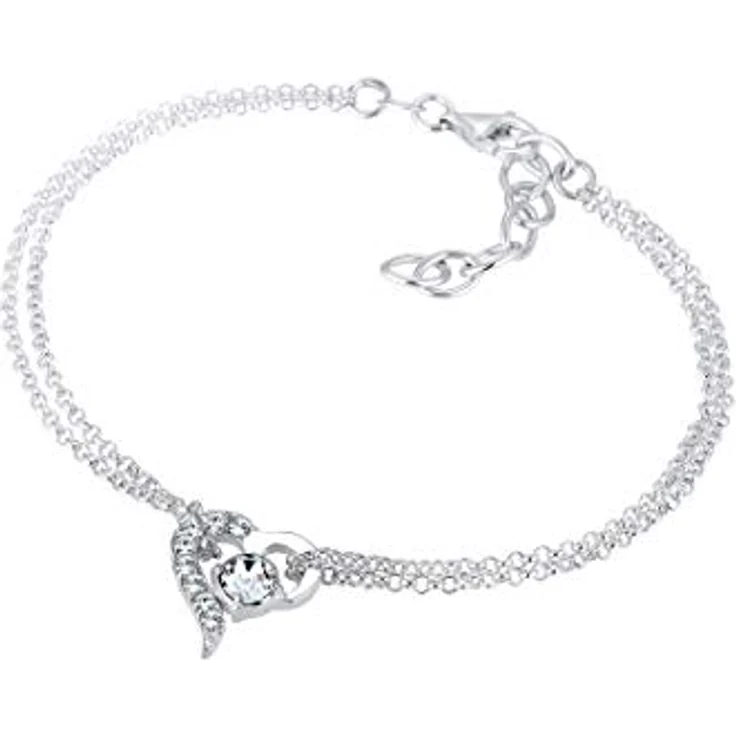 Elli Herzarmband Damen mit Kristallen, 925 Sterling Silber, anlaufgeschützt, handgefertigt – Bild 2