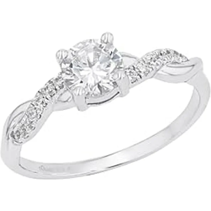 s.Oliver Zirkoniaring für Damen, 925 Sterling Silber, rhodiniert, Solitärring, Größe 56/18, inkl. Geschenkbox