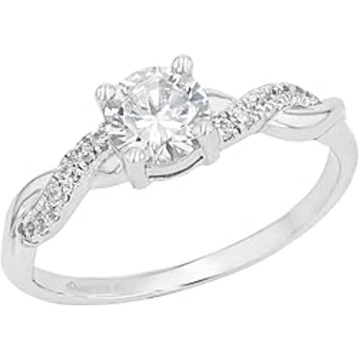 s.Oliver Zirkoniaring für Damen, 925 Sterling Silber, rhodiniert, Solitärring, Größe 56/18, inkl. Geschenkbox – Bild 1