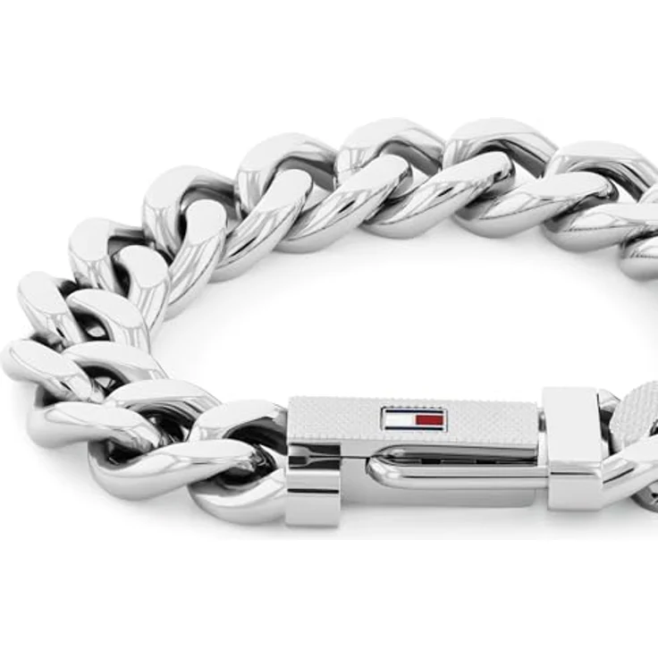 Tommy Hilfiger Jewelry Gliederarmband für Herren aus Edelstahl mit ikonischer Flagge, 190 mm Umfang, verstellbare Klappschließe – Bild 2