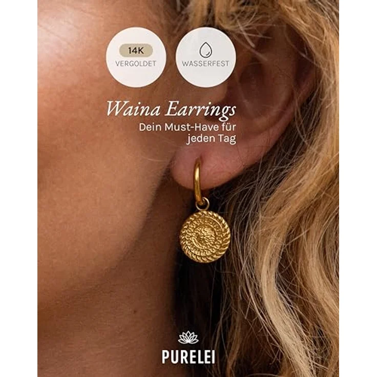 Purelei Waina Ohrringe (Gold) – Wasserfeste Damenohrringe aus langlebigem Edelstahl – Eleganter Modeschmuck für individuelle Looks – Bild 2