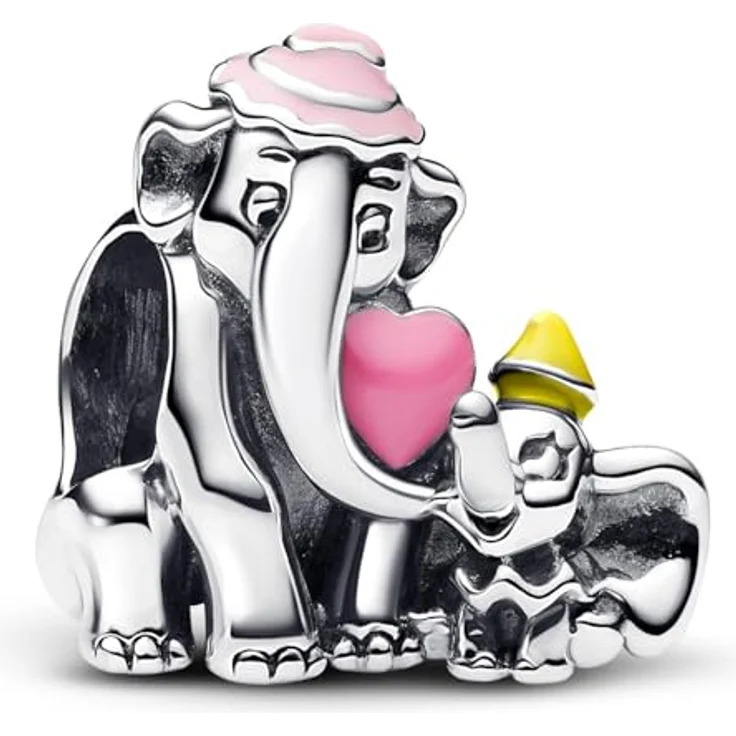 PANDORA Moments Disney Dumbo & Mama-Charm, Sterling Silber mit gravierter Botschaft „You are so precious to me“, kompatibel mit Moments Armbändern, 793751C01 – Bild 1