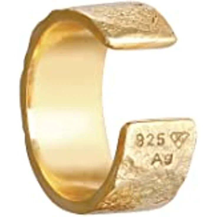 Elli Earcuff Ohrmanschette, 925 Silber vergoldet mit 24K, 10mm Durchmesser, geprägtes Design, Damen Ohrringe, handgefertigt auf Bali – Bild 4