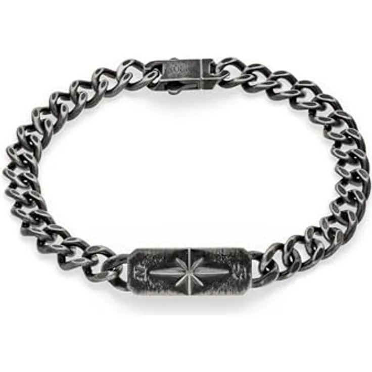 s.Oliver Herren Bracelet - Armband aus mattiertem Edelstahl IP Gun - 22 cm Gliederkette, wasserfest & hautfreundlich