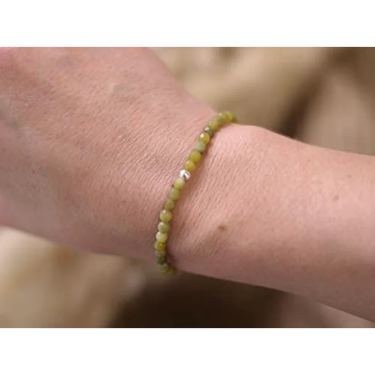 BERGERLIN Serpentin Armband, echtes Serpentin mit 925 Sterling Silberperle, facettierte Perlen, Größe M – Bild 3