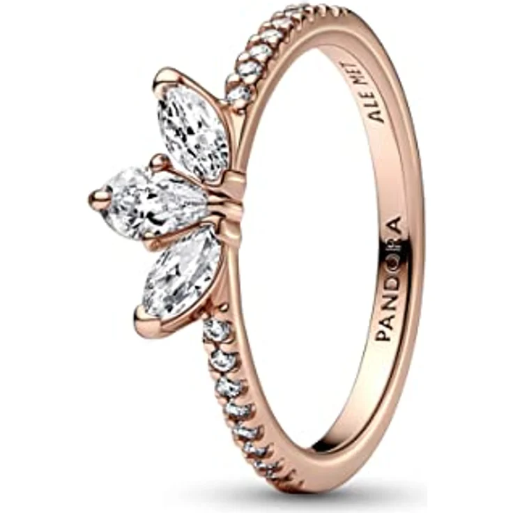 PANDORA Timeless Funkelndes Herbarium Cluster Ring, 14 Karat rosévergoldet mit Cubic Zirkonia, Größe 52, Blütenblattform – Bild 1