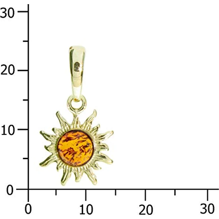 OSTSEE-SCHMUCK Kettenanhänger Sonne, vergoldeter Sterlingsilber Anhänger mit Bernstein, 14 mm, 1-tlg – Bild 3
