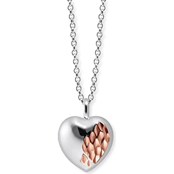 Engelsrufer With Love Damen Halskette, Sterling Silber und Herz Anhänger in Silber und Roségold, 44cm verstellbar, Karabinerverschluss, nickelfrei