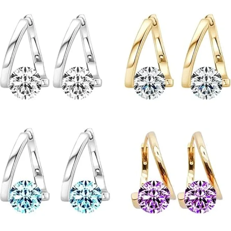 DMNQ 4pcs Lymph Ohrringe, Lymphdrainage-Schlankheitsohrringe für Damen, aus hochwertigem Kupfer, in Silber, Platin, Lila-Gold und Weiß-Blau