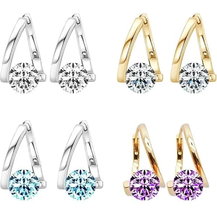 DMNQ 4pcs Lymph Ohrringe, Lymphdrainage-Schlankheitsohrringe für Damen, aus hochwertigem Kupfer, in Silber, Platin, Lila-Gold und Weiß-Blau – Bild 1