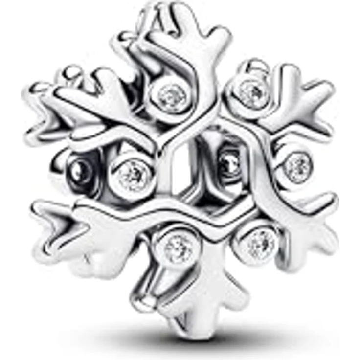 PANDORA Moments Schneeflocke Charm, Sterling-Silber mit Zirkonia, winterliches Design, kompatibel mit Moments, 794249C01 – Bild 1