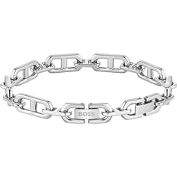 BOSS KODE CHAIN, Herren Gliederarmband aus 316L Edelstahl mit graviertem Logo, verstellbar von 175-190 mm, polierte und gebürstete Oberflächen – Bild 2