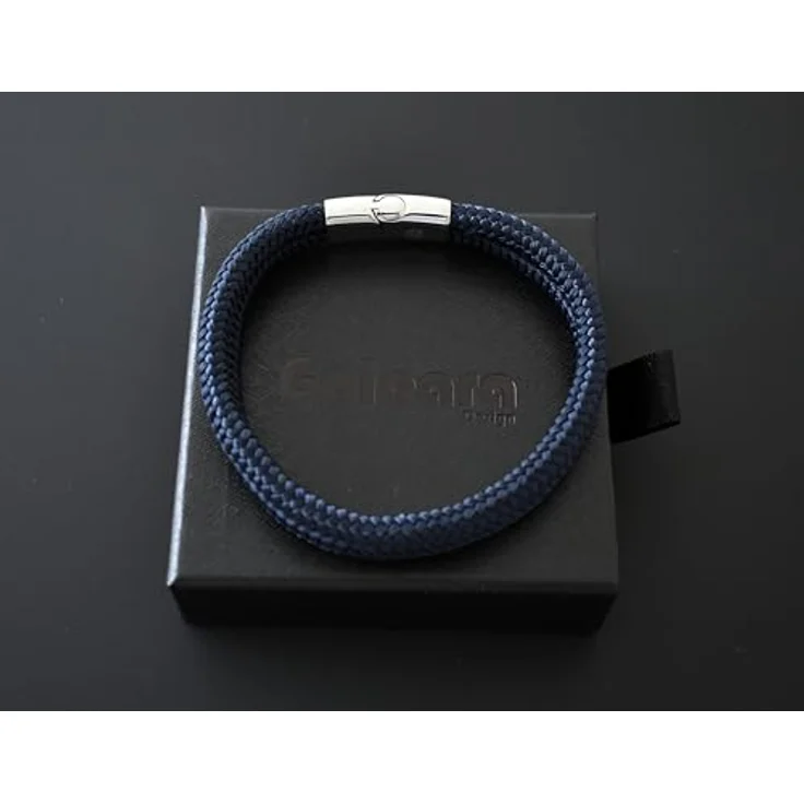 Galeara Noa Premio Segeltau Armband Dunkelblau-Silber, Geflochten mit Edelstahl Magnetverschluss, Herren-Armband, 175 mm – Bild 4