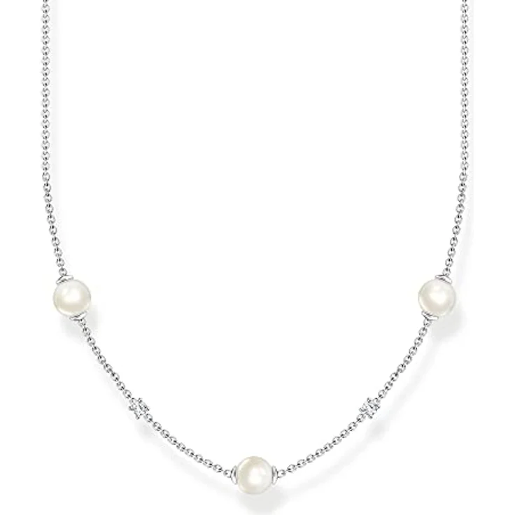 THOMAS SABO Damen Kette Perlen mit weißen Steinen, 925 Sterlingsilber, KE2120-167-14-L45V – Bild 1