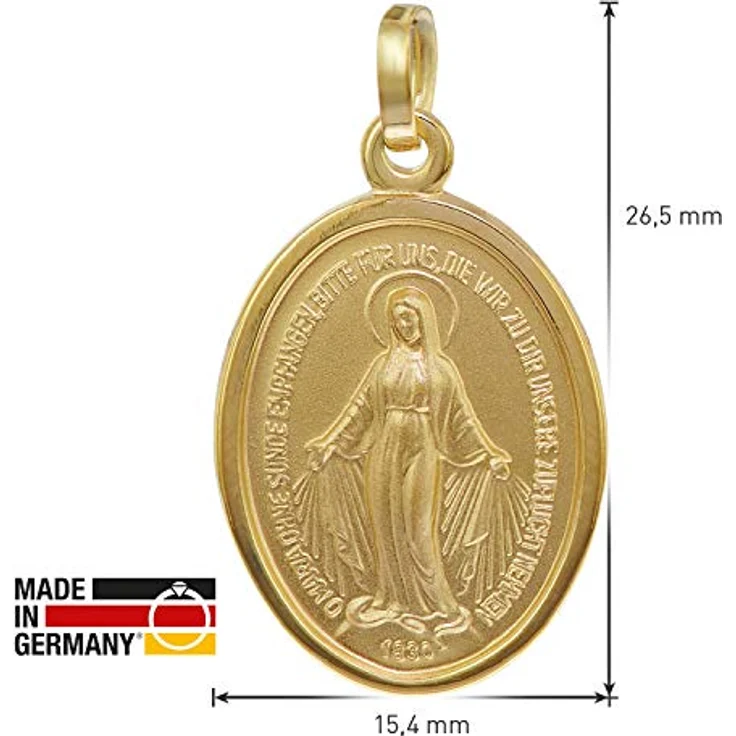 trendor Milagrosa Anhänger Gold 750 (18 Karat) 20 mm, Echtgold Anhänger mit Abbild der Heiligen Maria, beidseitige Prägung, für Damen und Herren, Geschenkverpackung inklusive – Bild 5