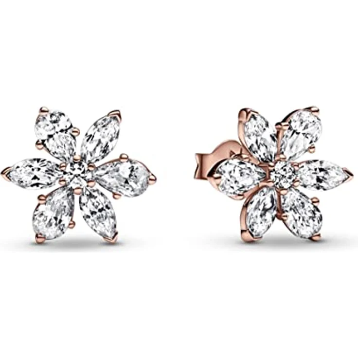 PANDORA Timeless Funkelnde Herbarium Cluster Ohrstecker, 14K rosévergoldete Metalllegierung, elegant mit birnen- und marquiseförmigen Steinen, kompatibel mit PANDORA Timeless Armbändern, 282407C01 – Bild 1