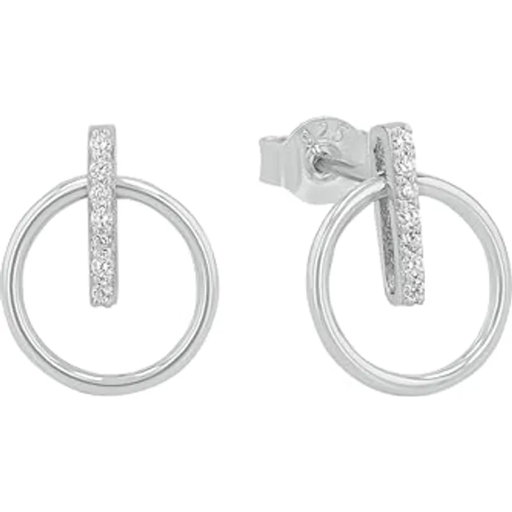Amor Paar Ohrstecker, 925 Sterling Silber mit weißen Zirkonia und Rhodiumschutz