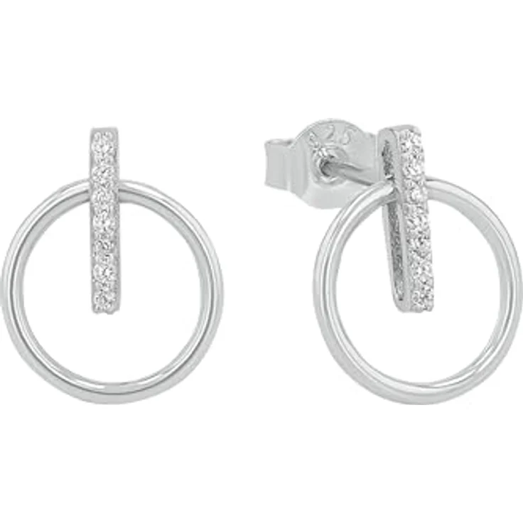 Amor Paar Ohrstecker, 925 Sterling Silber mit weißen Zirkonia und Rhodiumschutz – Bild 1