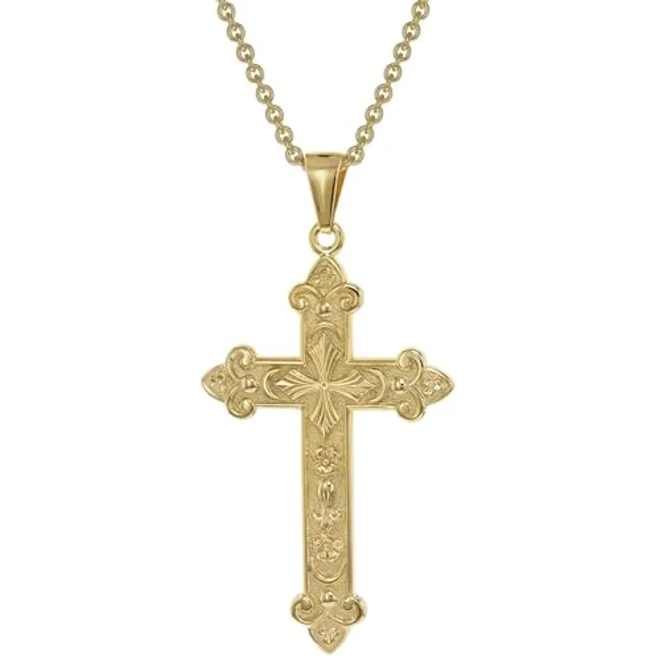 trendor Herren-Halskette mit orthodoxem Kreuz, goldplattierter Anhänger auf Silber 925, 60 cm, Made in Germany