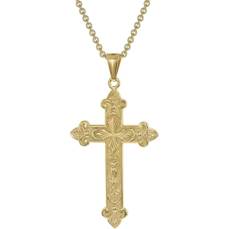 trendor Herren-Halskette mit orthodoxem Kreuz, goldplattierter Anhänger auf Silber 925, 60 cm, Made in Germany – Bild 1