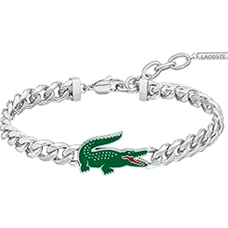 Lacoste Gliederarmband ARTHOR, Panzerarmband aus poliertem Edelstahl mit Lacoste-Krokodil-Logo, 19 cm Innenumfang, Karabinerverschluss – Bild 1